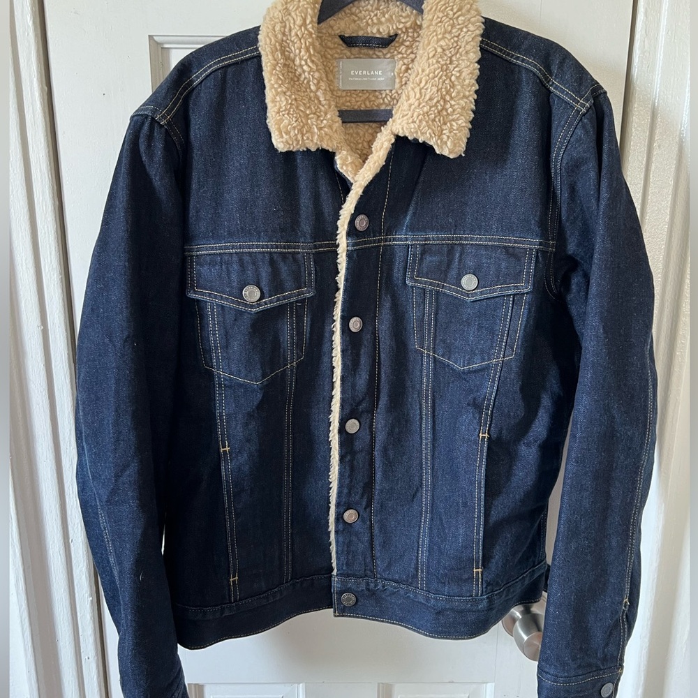 Everlane Fleece lined Trucker denim jacket